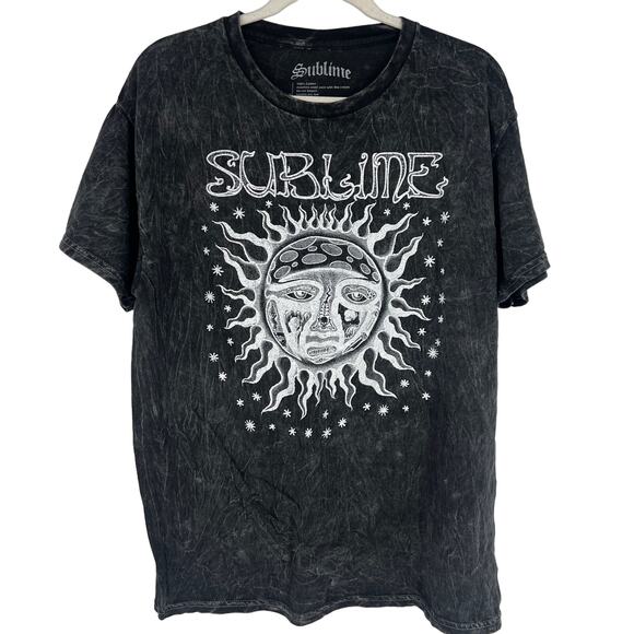 Officially Licensed Sublime Classic Sun T-Shirt Black Acid Wash Large NWOT - Picture 1 of 6